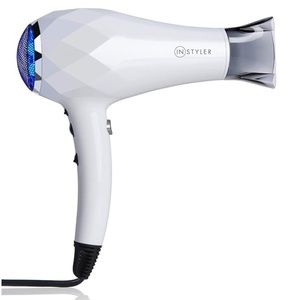 InStyler Turbo Lightweight Ionic Hair Dryer, BLU, white